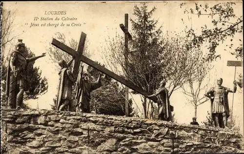 Ak Lourdes Hautes Pyrénées, La Calvaire, II.e Station