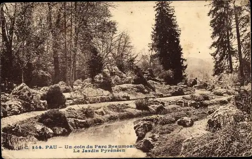 Ak Pau Pyrénées-Atlantiques, eine Ecke des Parc Beaumont, Le Jardin Pyreneen