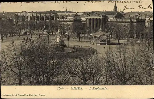 Ak Nîmes Gard, die Esplanade
