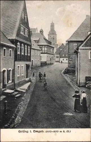 Ak Geising Altenberg im Erzgebirge, Straßenpartie