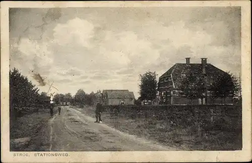 Ak Stroe Gelderland Niederlande, Stationsweg