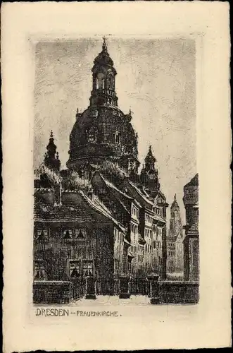 Künstler Ak Dresden Altstadt, Frauenkirche