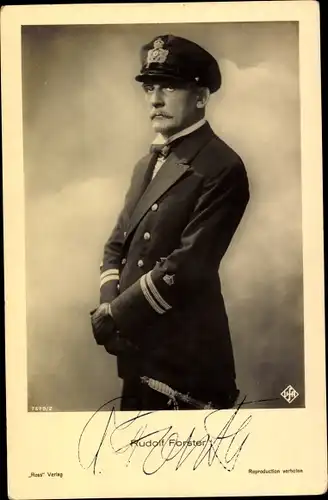 Ak Schauspieler Rudolf Forster, Portrait in Uniform, Autogramm