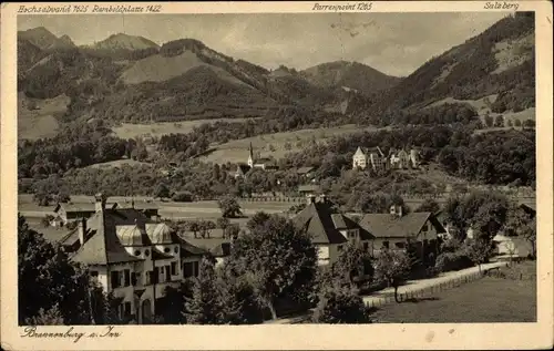 Ak Brannenburg in Oberbayern, Ortsansicht, Parrenpoint, Salzberg, Ramboldplatte