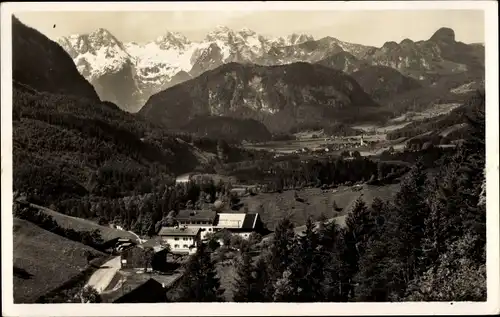 Ak Bad Reichenhall in Oberbayern, Gasthaus Melleck, Panorama, Unken, Loferer Steinberge