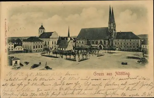 Ak Altötting in Oberbayern, Platz, Kirche