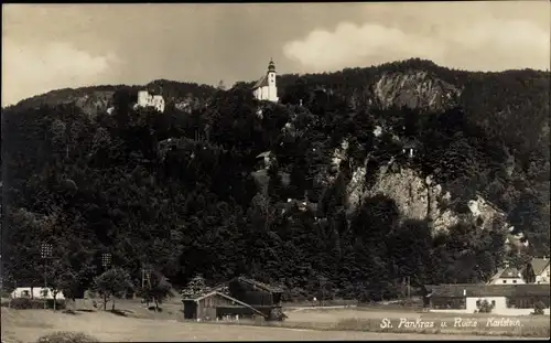 Foto Ak Karlstein Bad Reichenhall in Oberbayern, Wallfahrtskirche St. Pankraz, Ruine