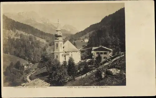 Ak Maria Gern Berchtesgaden in Oberbayern, Kirche, Untersberg