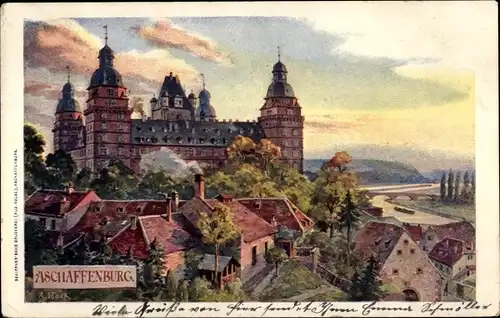 Künstler Litho Hoek, A., Aschaffenburg in Unterfranken, Schloss