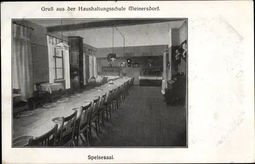 Ak Meinersdorf Burkhardtsdorf im Erzgebirge, Haushaltungsschule, Speisesaal