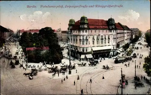 Ak Berlin Tiergarten, Potsdamer Platz, Leipziger Straße, Königgrätzer Straße