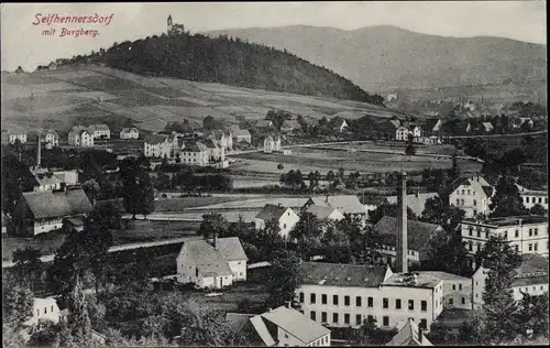 Ak Seifhennersdorf in Sachsen, Gesamtansicht, Burgberg