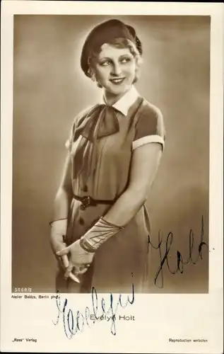 Ak Schauspielerin Evelyn Holt, Portrait, Autogramm