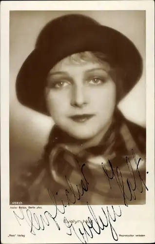 Ak Schauspielerin Evelyn Holt, Portrait, Autogramm