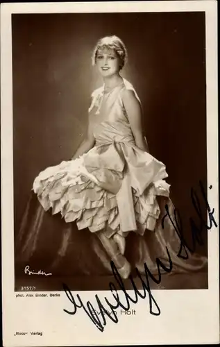 Ak Schauspielerin Evelyn Holt, Portrait, Autogramm