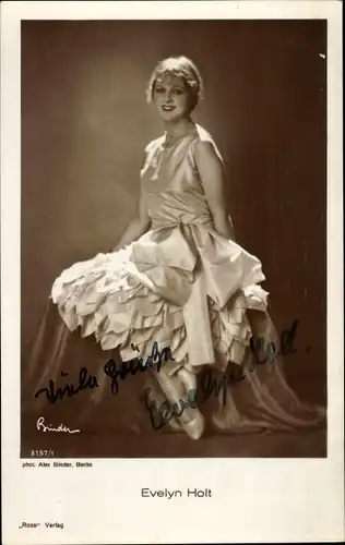 Ak Schauspielerin Evelyn Holt, Portrait, Autogramm