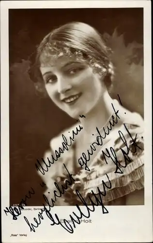 Ak Schauspielerin Evelyn Holt, Portrait, Autogramm