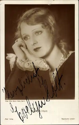 Ak Schauspielerin Evelyn Holt, Portrait, Autogramm