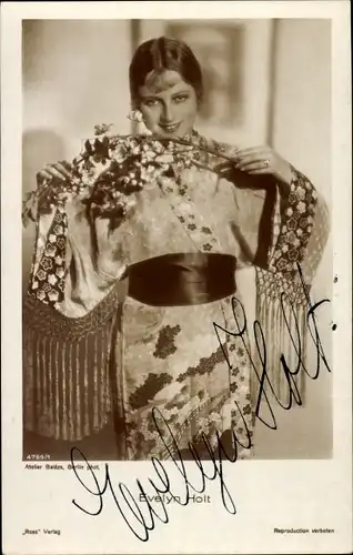 Ak Schauspielerin Evelyn Holt, Portrait, Autogramm