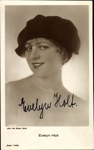 Ak Schauspielerin Evelyn Holt, Portrait, Autogramm