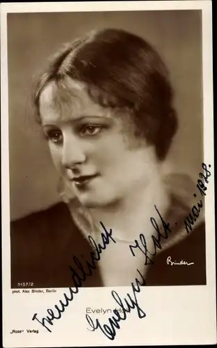 Ak Schauspielerin Evelyn Holt, Portrait, Autogramm