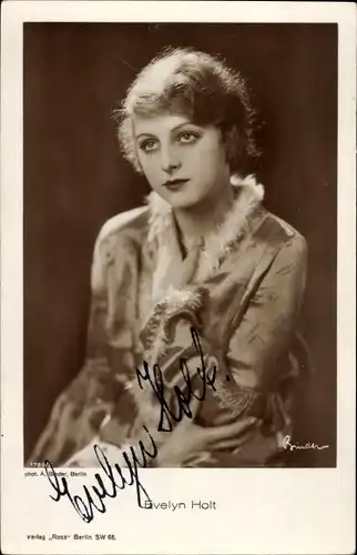 Ak Schauspielerin Evelyn Holt, Portrait, Autogramm