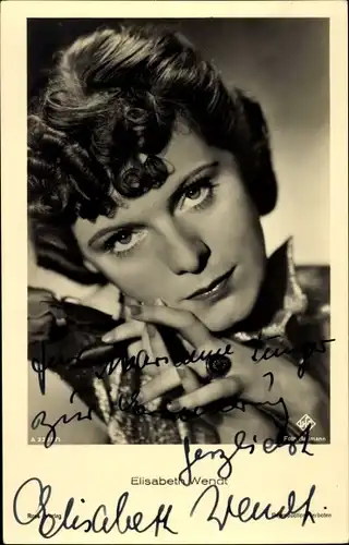 Ak Schauspielerin Elisabeth Wendt, Portrait, Autogramm