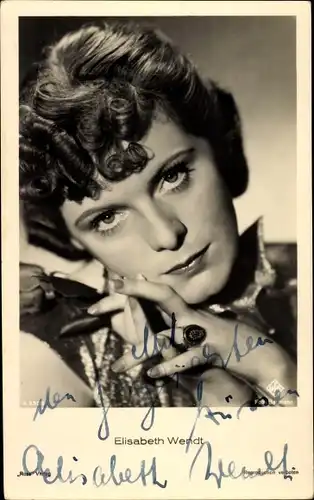 Ak Schauspielerin Elisabeth Wendt, Portrait, Autogramm