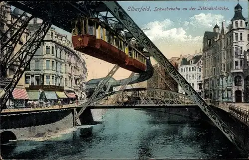 Ak Elberfeld Wuppertal, Schwebebahn, Isländerbrücke