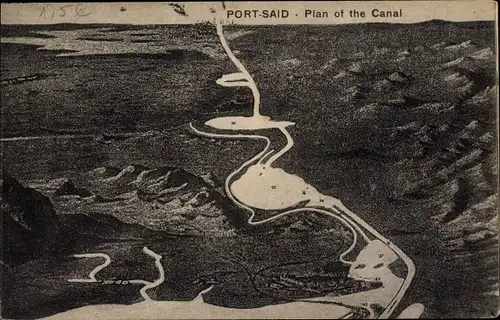 Ak Port Said Ägypten, Plan des Kanals