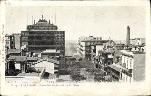 Ak Port Said Ägypten, Ganze Stadt, Der Light Tower