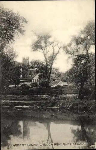 Ak Larbert Schottland, Parish Church, from River Carron