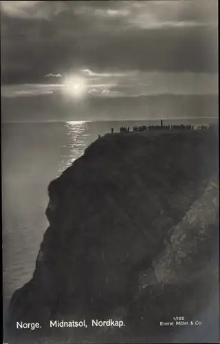 Ak Hornvika Nordkap Norwegen, Midnatsol