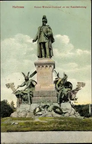 Ak Kiel Holtenau, Kaiser Wilhelm Denkmal an der Kanalmündung