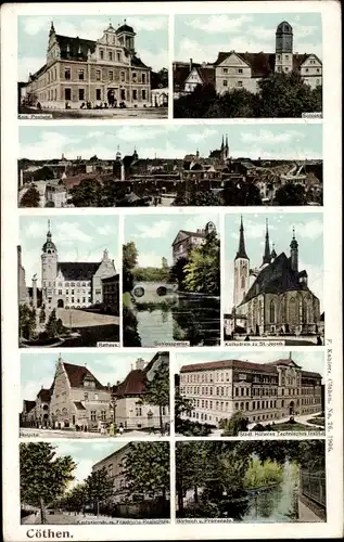 Ak Köthen in Anhalt, Postamt, Schloss, Rathaus, Gesamtansicht, Hospital