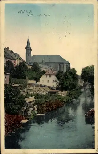 Ak Hof an der Saale Oberfranken Bayern, Flussufer