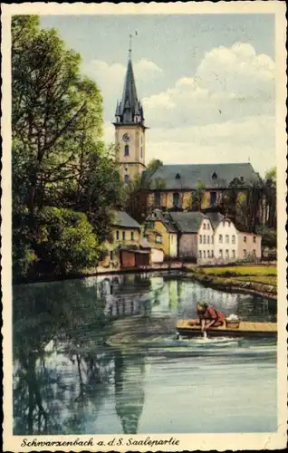 Ak Schwarzenbach an der Saale Oberfranken, Fluss, Kirche