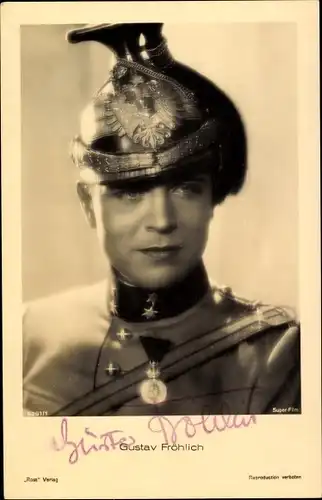 Ak Schauspieler Gustav Fröhlich, Portrait in Uniform, Filmkostüm, Autogramm