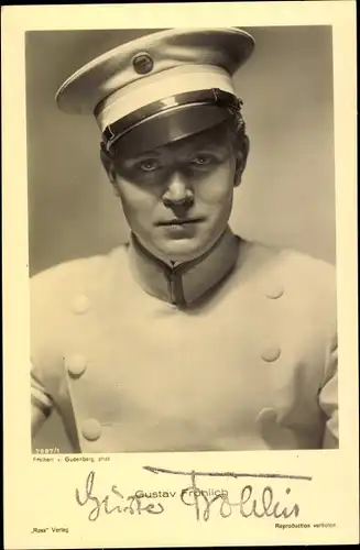 Ak Schauspieler Gustav Fröhlich, Portrait, Filmkostüm, Uniform, Autogramm