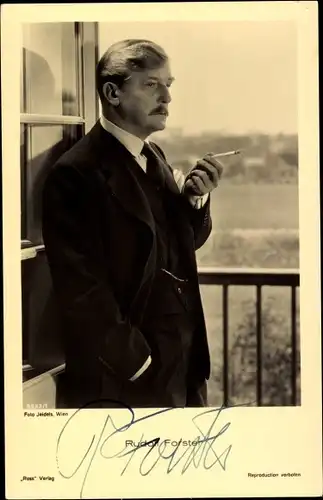 Ak Schauspieler Rudolf Forster, Portrait, Zigarette, Autogramm