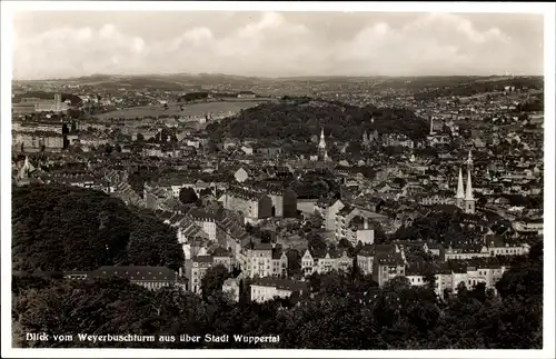 Ak Wuppertal, Blick vom Weyerbuschturm, Laurentiuskirche, Rathaus, Hardt, Klausen