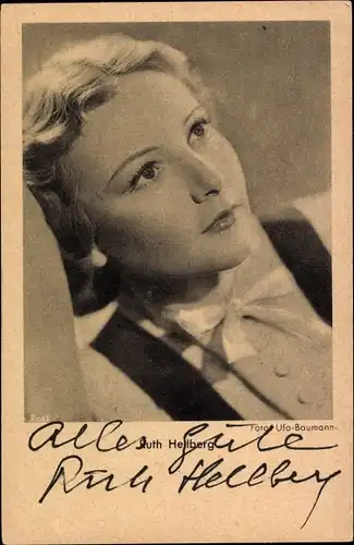 Ak Schauspielerin Ruth Hellberg, Portrait, Autogramm