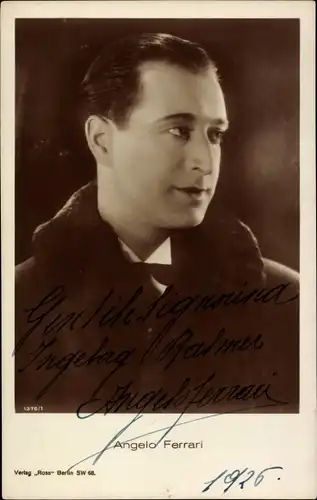 Ak Schauspieler Angelo Ferrari, Portrait, Autogramm