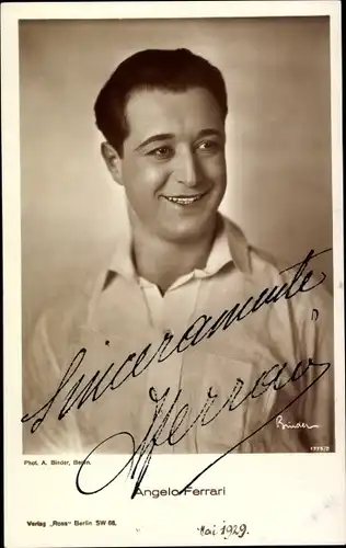 Ak Schauspieler Angelo Ferrari, Portrait, Autogramm