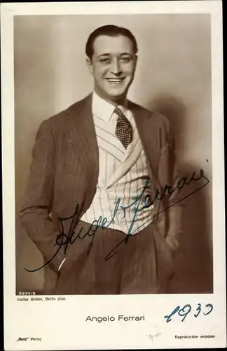 Ak Schauspieler Angelo Ferrari, Portrait, Autogramm