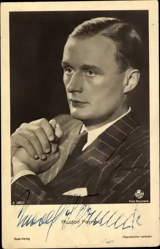 Ak Schauspieler Rudolf Fernau, Portrait, Autogramm