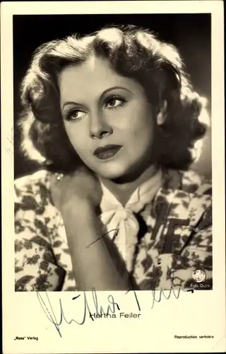 Ak Schauspielerin Hertha Feiler, Portrait, Autogramm