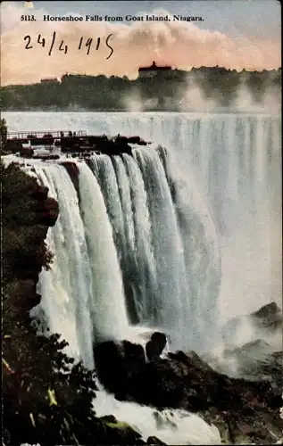 Ak Niagara New York USA, Horseshoe Falls von Goat Island