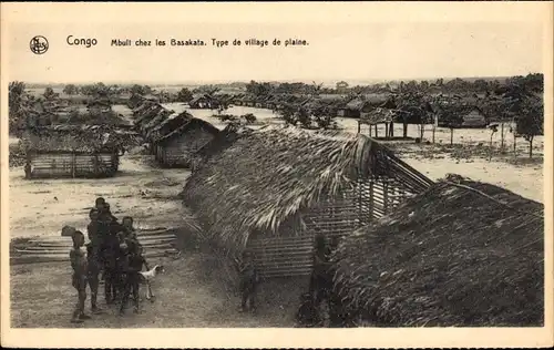 Ak Basakata DR Kongo Zaire, Mbuli, Art eines einfachen Dorfes