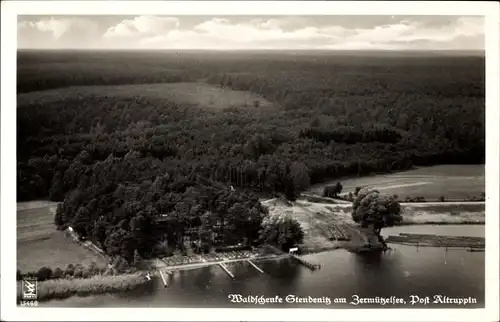 Ak Stendenitz Altruppin, Fliegeraufnahme Waldschenke am Zermützelsee